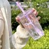 450ML Straw Cup Transparent Water Cup Cute Water Bottle  Home Office