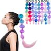 Fashion Braid Sweet Hair Ties Girl Gradient Cherry Blossom Powder Twist Long Braid Wig Hairbands Party Dating Hair Accessories