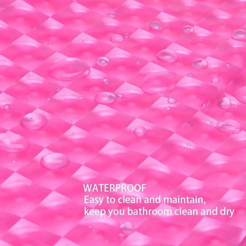 1PCS Pink Color 3D Shower Curtain, PEVA Plastic Waterproof Curtains for Bathroom, 1.8x1.8m Size