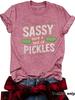Women's Summer Round Neck Short Sleeve T-shirt Playful Cucumber Pattern Print Comfort T-shirt