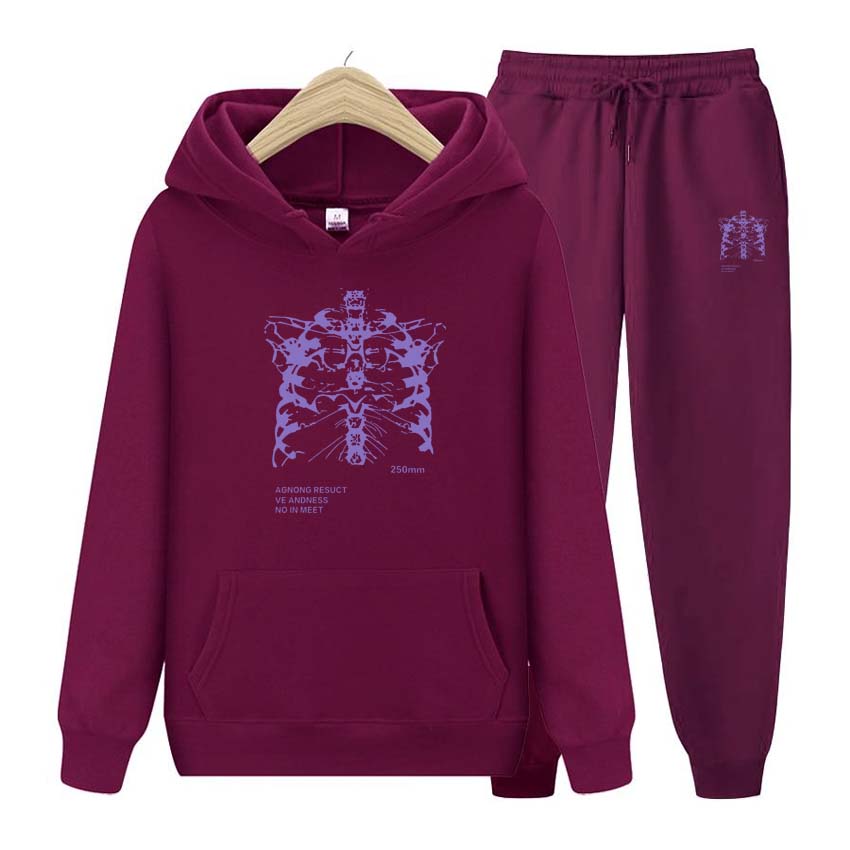 Jesienno-zimowe bluzy + spodnie Dwuczęściowy zestaw Drukowanie Męskie bluzy damskie Dresy Spodnie do biegania Grube, ciepłe ubrania męskie