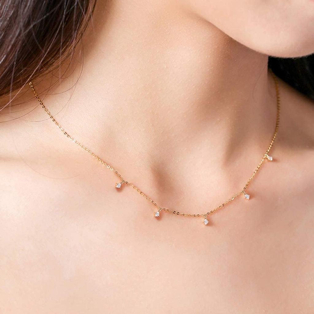 FANCIME Diamond Necklace with 5 Stones In 14K Yellow Popular Necklace Brand Perfect Gift for Gift Wrapping Included Women's Gold, Lab-Grown Diamonds,