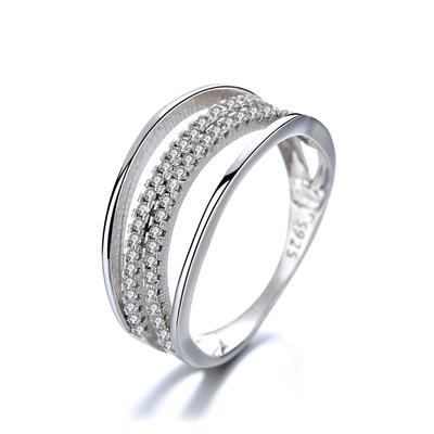 S925 Sterling Silver Retro Diamonds Geometric Line Ring Female Non-Specification Multi-Layer Circle Women's Ring
