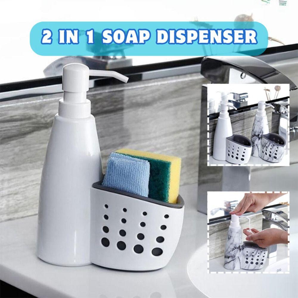 

ABS Soap Dispenser White Soap Holder Large Capacity Sponge Storage Rack for Kitchen Sink