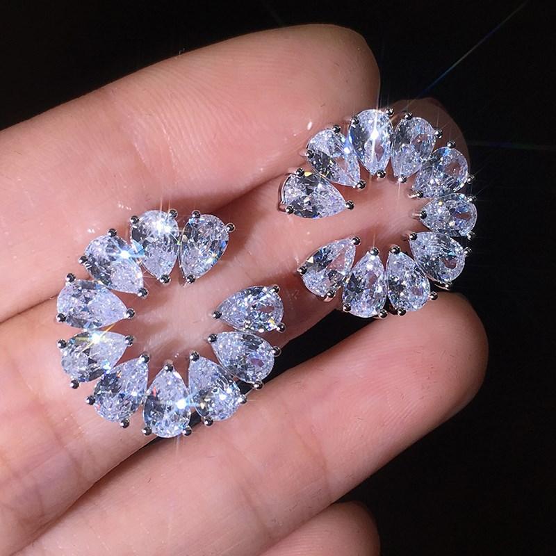Micro-Set Sparkling Zircon Tremella Needle Earrings Women'S Simple Personality Temperament Earrings Accessories Ear Jewelry