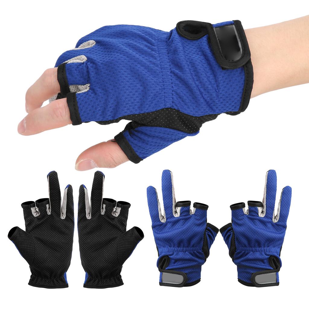 2 Pair Three Finger Fishing Gloves Neoprene Breathable Gloves with Antiskid Convex Point