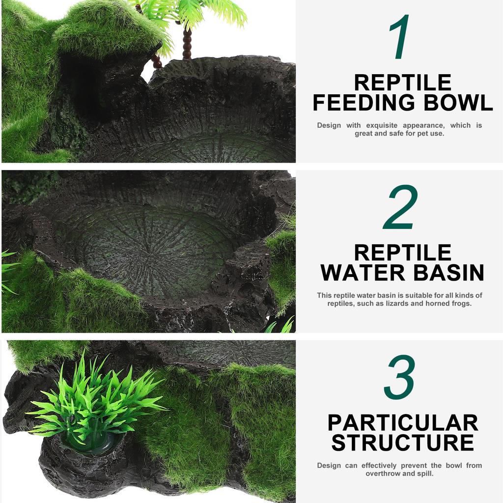 Reptile Feeding Dish Resin Wear-Resistant Natural Water Dish Safety Use Terrarium Decorative Reptile Snack Accessory
