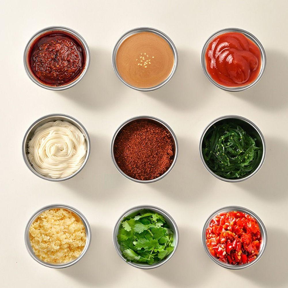 3Pcs 170ML Stainless Steel Sauce Cup Leak-proof Salad Dressing Container Dipping Box for Home