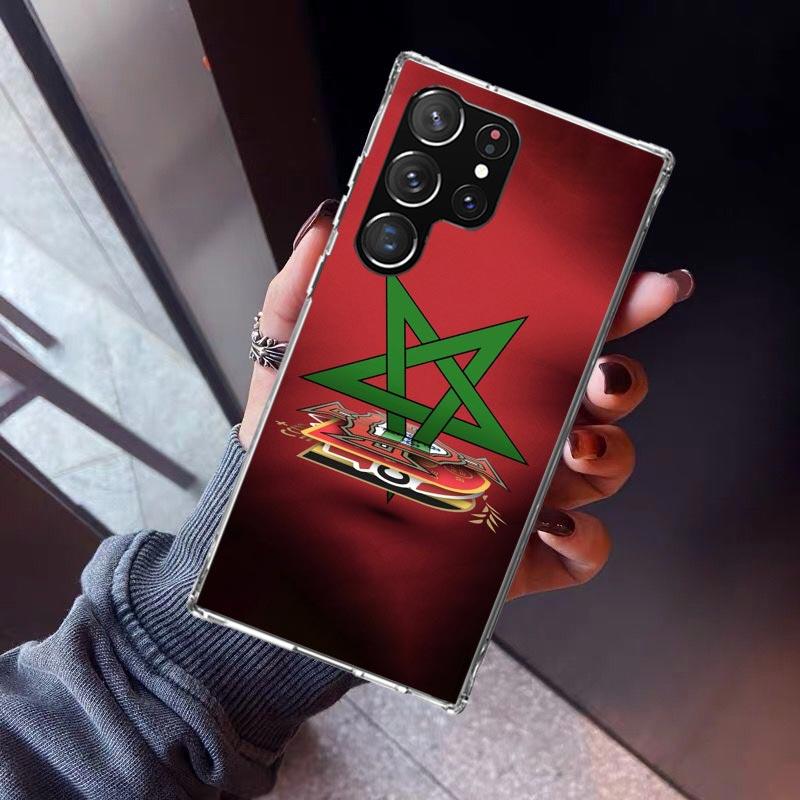 Morocco Flag Phone Case For Samsung Galaxy S23 S24 S25 Edge S26 Ultra S22 + S21 Plus S20 FE Cover Silicone Print Shell Galaxy S2
