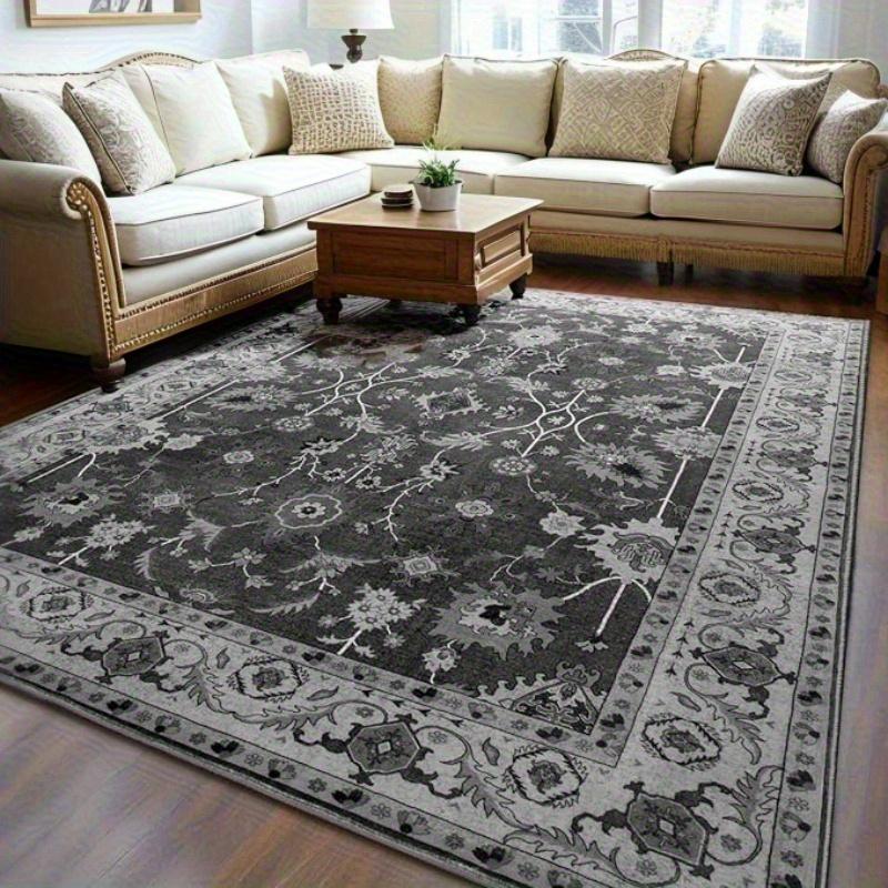 Vintage Bohemian Mat, Living Room Mat, Washable Vintage Flannel Mat Bedroom Mat, Non-slip Interior Floor Mat for Living Room