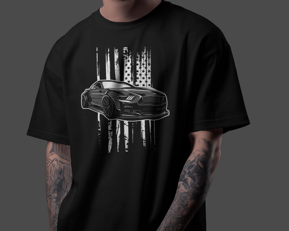 Mustang Fan Art T‑Shirt 100% Cotton Graphic Unisex Tee Car Lover Gift