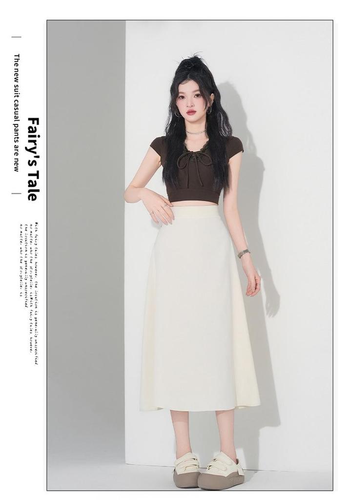 Plus Size Korean Style Slimming Black Skirt - Thin Material, Versatile, Solid Color, Spring/Summer