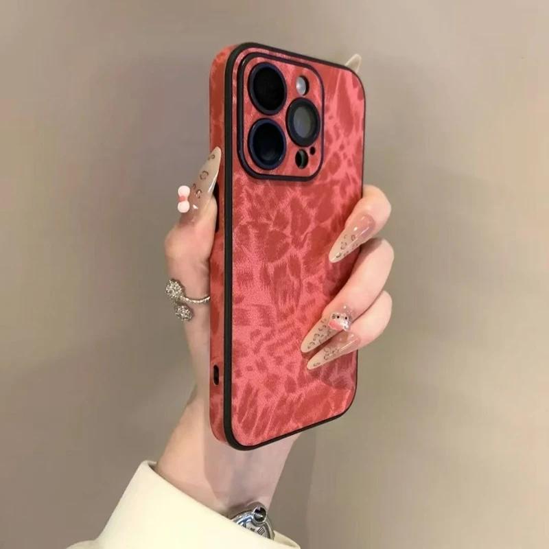 Luxury Leopard Print Phone Case For 11 12 13 14 15 16 Pro Max Plus Bumber Back Cases Cover