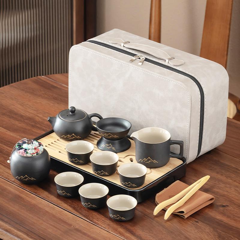 Retro ceramic elegant coarse pottery tea set business high-end souvenir