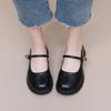 New Mary Jane Shoes Soft-soled Small Leather Shoes Black One-word Soft-soled Shallow Mouth Single Shoes