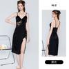 Women's Sheer Lace Deep V Padded Side Slit Cami Sleep Dress with Robe Set