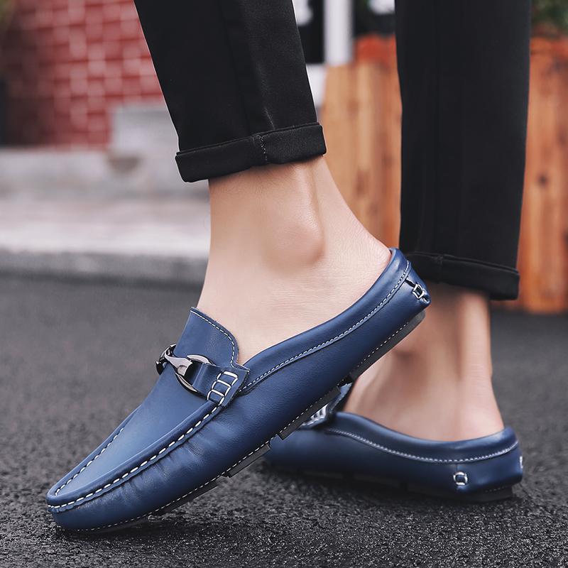 Summer men's leather slippers Comfortable and casual style design Outdoor street walking 38-44 Daily lightweight shoes flat