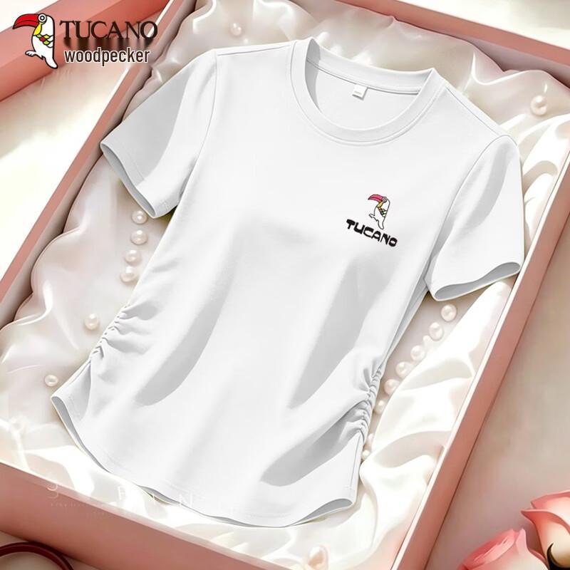 TUCANO Women s Pleated Pure Cotton Short Sleeve T-Shirt L
