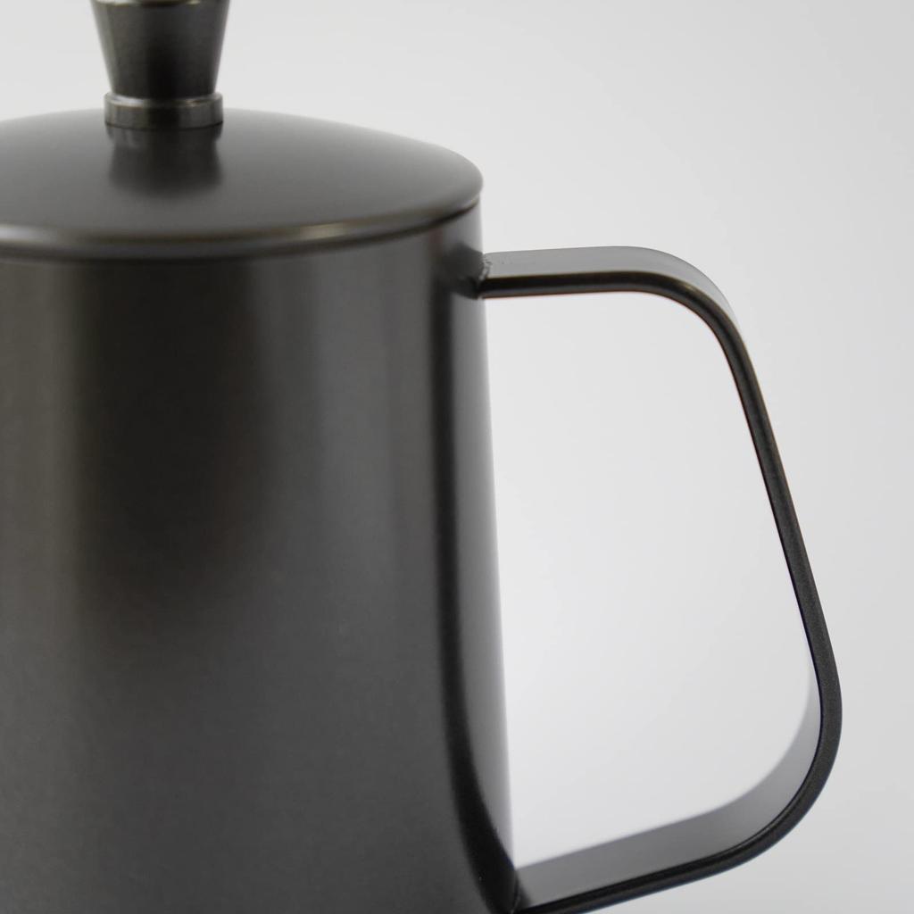 FUN COFFEE Drip Pot 600ml Open Fire Narrow Mouth Coffee Kettle Coffee Pot Drip Kettle Narrow Mouth with Lid Stainless Steel Outdoor Camping Kettle