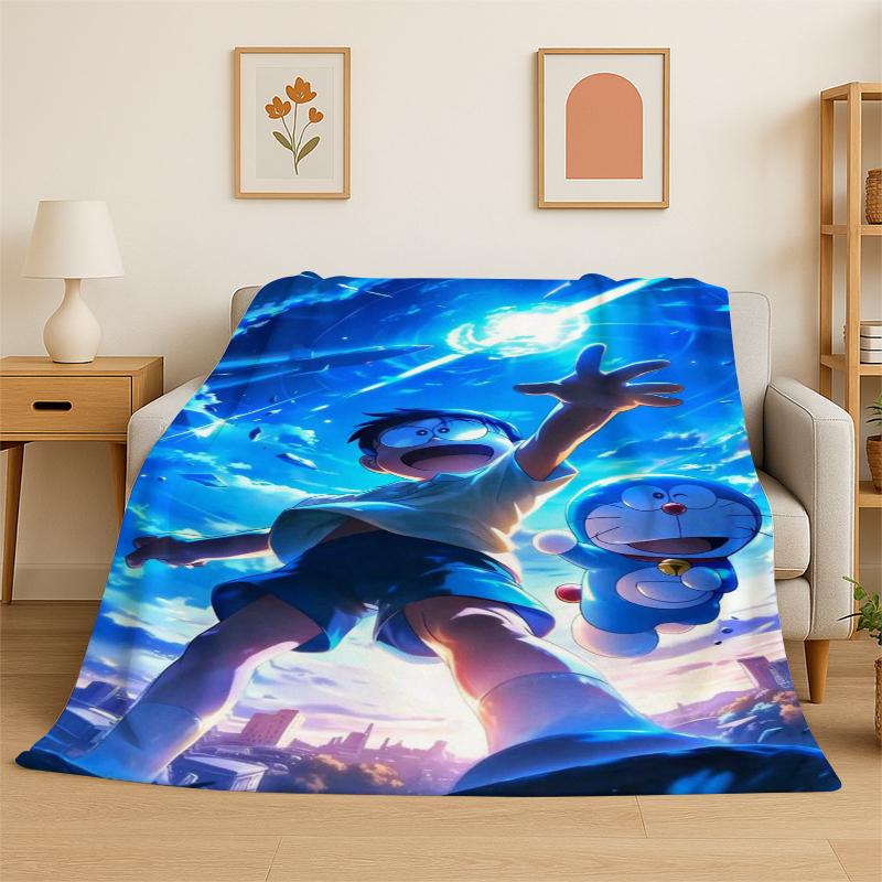 Cartoon D-Doraemon Dream Anime Flannel Blanket Soft Warm Throw Blanket for Bedroom Living Room Bed Travel Camping Picnic Kid 75x90cm