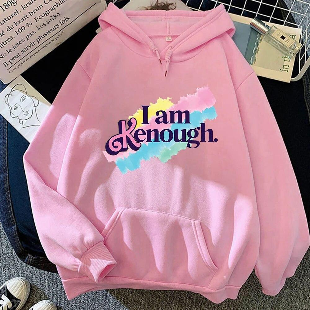 

Женская толстовка I Am Kenough в стиле Харадзюку с эстетической графикой Kawaii, розовые толстовки с куклой, унисекс, повседневные флисовые пуловеры, свитшоты в Корее