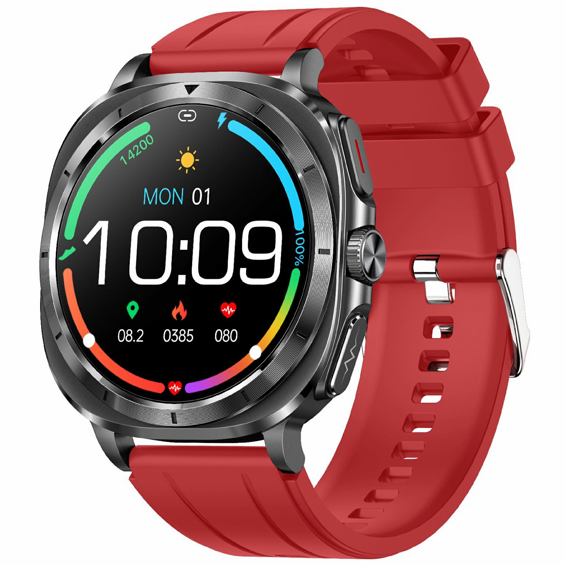 

ET492 Розумний годинник з підтримкою Bluetooth-дзвінків, ЕКГ, монітор здоров я, смарт-годинник, силіконовий ремінець Red