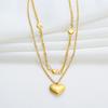 316L Stainless Steel New Fashion Fine  2 Layer Lovers Many Love Heart Charms Chain Choker Necklaces & Pendants For Women