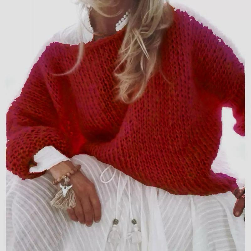 Imitation mohair sweater women's autumn and winter knitted top fashion casual sweater women's clothing