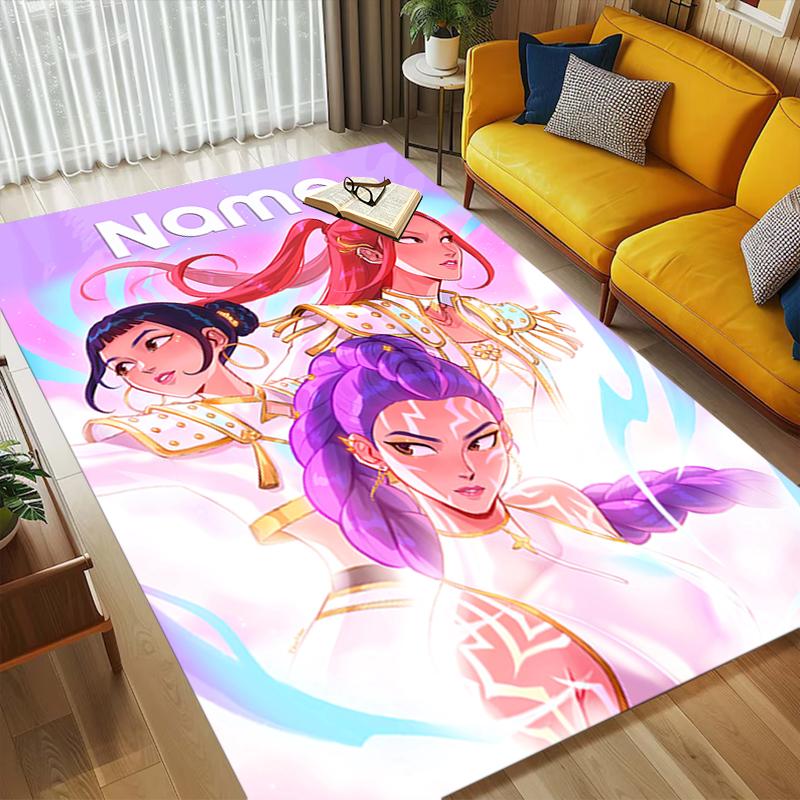 Personalized Name Fantasy Heroes Living Room Non-Slip Area Rug Soft Carpet for Bedroom Playroom Sofa Office Home Decor Doormat