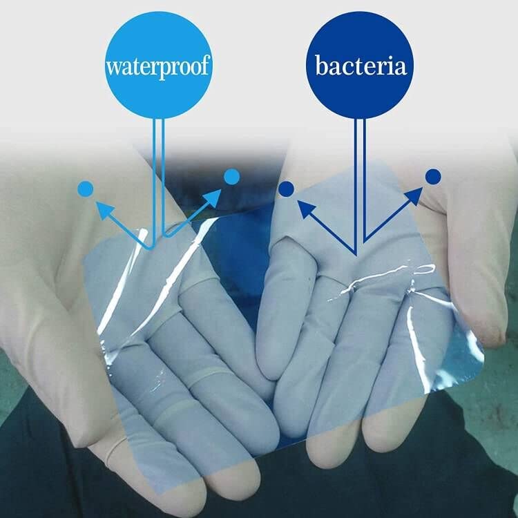 Blue Barrier Film Roll (1200 Sheets) Adhesive Tape for Dental, Tattoo, Makeup - Polyethylene, 4'' X 6''