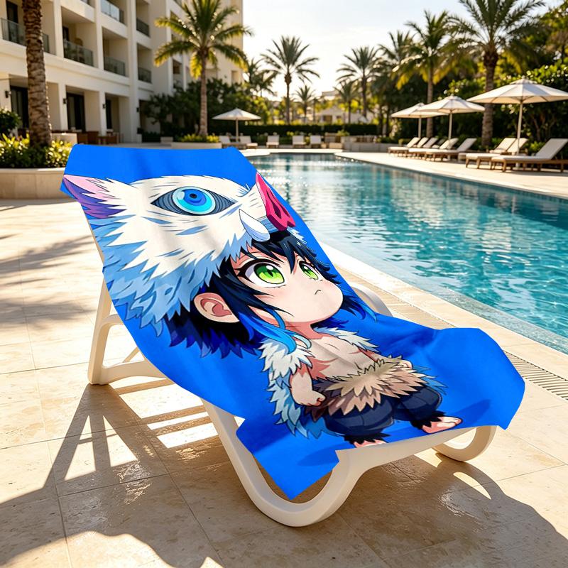 Demon Slayer Print Beach Towel Design, Soft, Lightweight. for Home Bathroom, Spa, Pool, Yoga, Surfing, Camping, Gift for Family, Friend