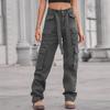 Women's Fashionable Solid Color Denim Pocket Workwear Casual Jeans