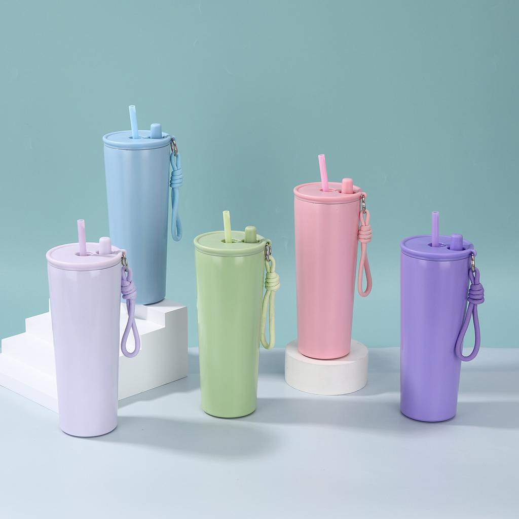 Kubek Termosowy ze Stali Nierdzewnej 304 Duża Pojemność Dwuwarstwowy Próżniowy Kubek ze Słomką Zewnętrzny Przenośny Sportowy Kubek na Wodę