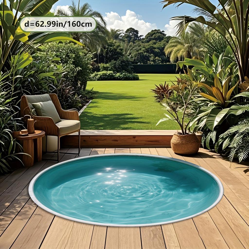 Tappeto Rotondo Morbido da Piscina, Tappeto da Esterno Leggero e Accogliente per Giardino e Patio, Piccolo Tappeto Decorativo Antiscivolo