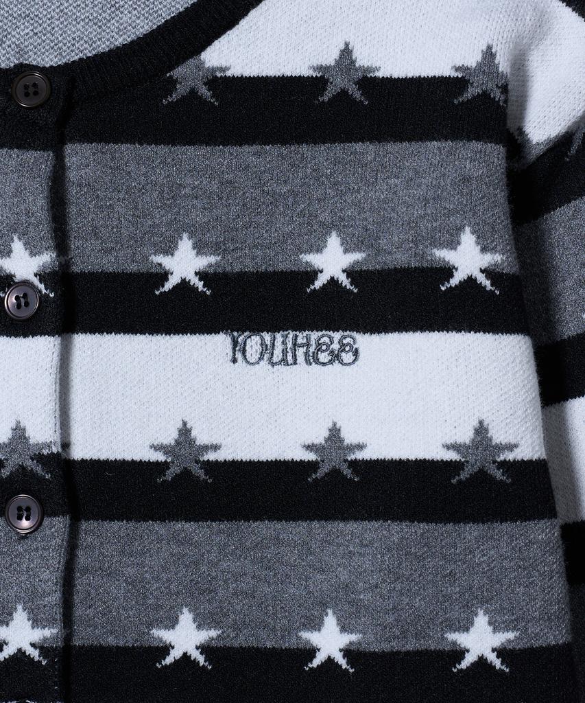 YOUHEE Star Stripe Cardigan Black