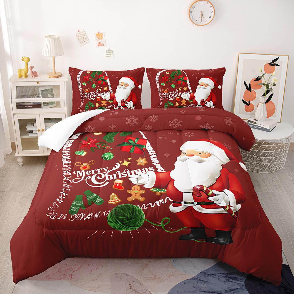 Festive Santa Claus Duvet Cover Set Christmas Comforter Cover Merry Christmas Bedding Sets Winter Snow Holiday Quilt Cover
