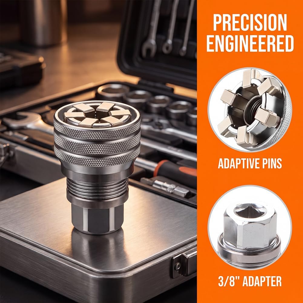 Llave de vaso universal multifunción autoajustable mejorada 10 mm-19 mm Herramienta de mantenimiento DIY para trinquete de 3/8" Llave dinamométrica y taladro eléctrico