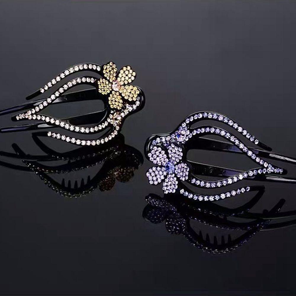 Crystal Hairpins Flexible Styling Tool Hollow Claws Heart  Flower Rhinestone Hair Clip Acrylic