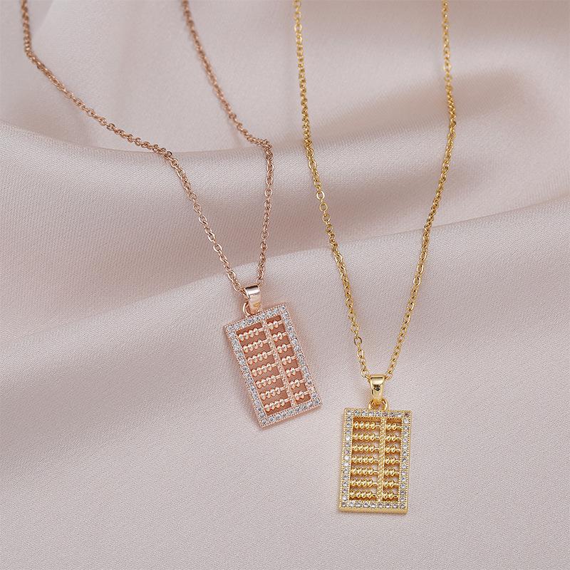 Yuxi's Elegant Ruyi Abacus Pendant Necklace: Trendy, Luxurious Clavicle Chain for Women & Girlfriends