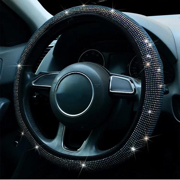 All-season, the anti-slip size of the full-diamond steering wheel cover is suitable for a diameter of 15 inches /38 centimeters