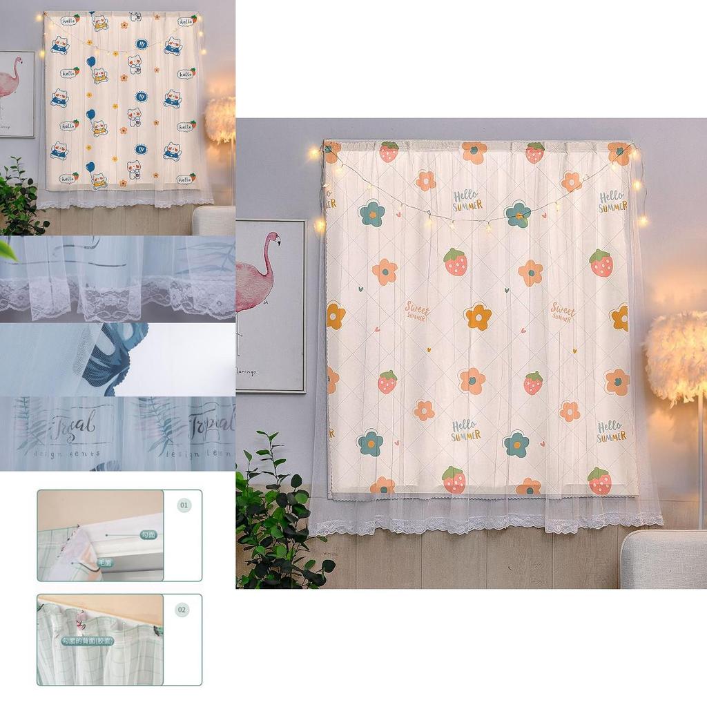 Playful Cartoon Blackout Drapes With Sophisticated Lace Accents And Hassle-free Velcro Mounting