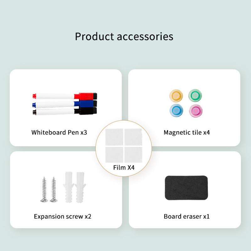 1 Set 16" X 12" Wall Mounted Whiteboard Small Double-Sided Graffiti Drawing Board With 3 Markers & 4 Magnets Dry Erase Board