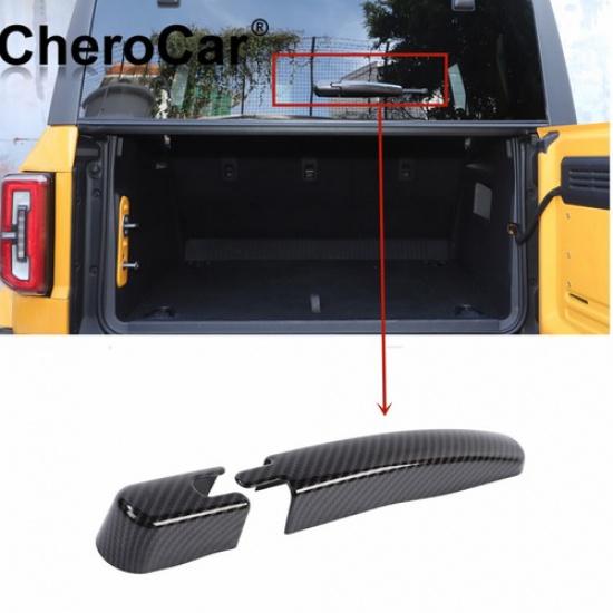 

Carbon Fiber 2x Rear Window Rain Wiper Cover Trim Exterior For Ford Bronco +