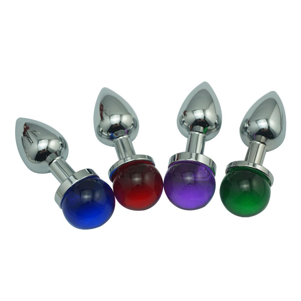 Metal Micro Glass Bead Anal Plug Butt Plug Adult Sex Health Care Sexy One Piece