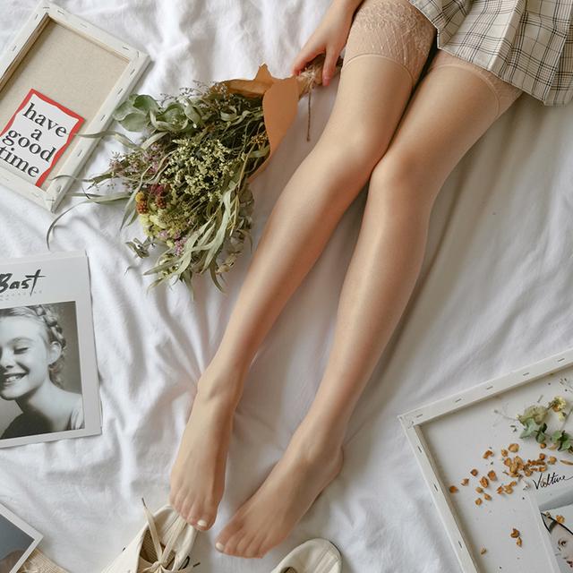 Sexy Lingerie Olie Glanzend Dameskousen Kant Siliconen Boven de Knie Zijden Kousen Paaldansen Dames Hold-up Kniehoge Sokken