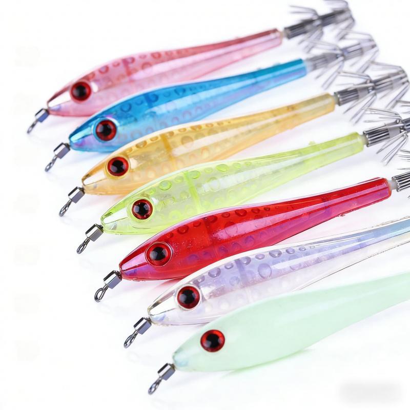Lure Bait Set with Luminous Squid Jigs9.5cm6gSea Fishing Bass and Mandarin Fish Special Bionic Lure with Hook5Set