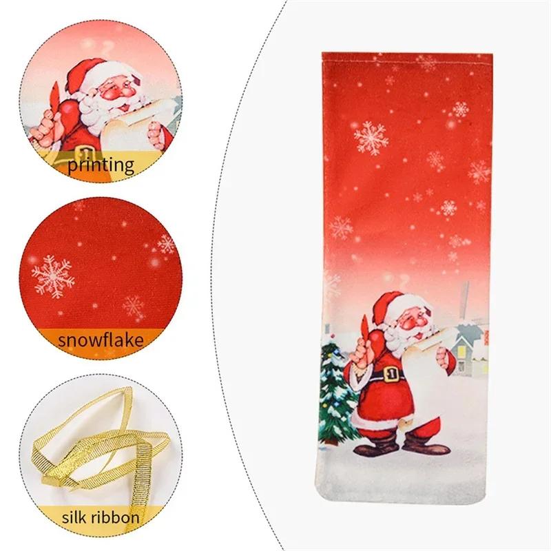 Christmas Wine Bottle Cover Non Woven Santa Claus Snowman Elk Print Home Christmas Decor Champagne Bottle Table Decor Xmas Gift
