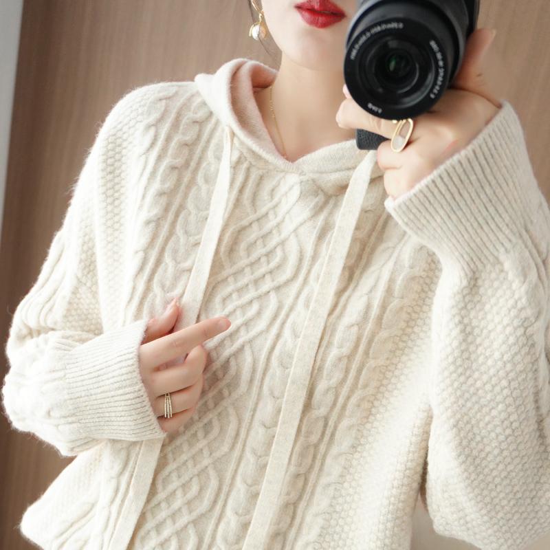 Women Knitted Hoodie Sweater MODERN NEW SAGA Winter Thick Knitted Pullover Sweatshirt Autumn Cashmere Wool Sweaters Female Jumper