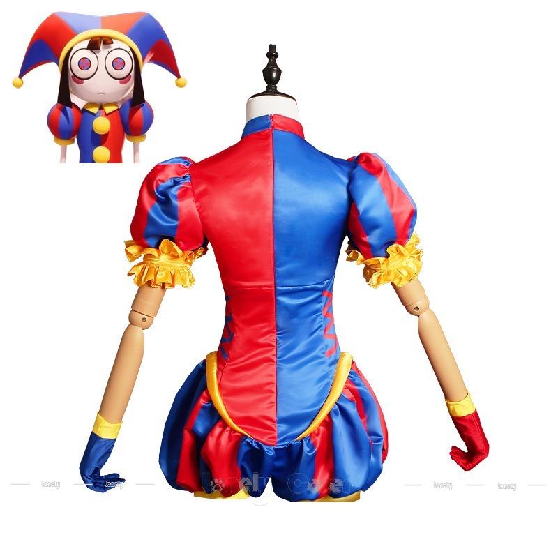 The Amazing Digital Circus Pomni Cosplay Costume Cartoon Outfit Hat Gloves Socks for Halloween Party Adults Costume Cos Full Set