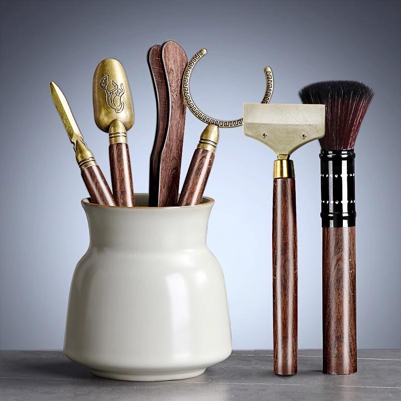 Tang Feng Tea Ceremony Six Gentlemen Set Kung Fu Tea Accories Clete Home High End Bla Ebony 6 Gentlemen Yu Kiln Tea Tube